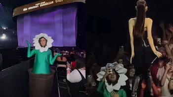 Giacomo Benavides asiste al concierto de Ariana Grande disfrazado del “pétalo” y marca tendencia en TikTok