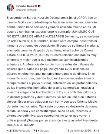 Mensaje Trump Irán