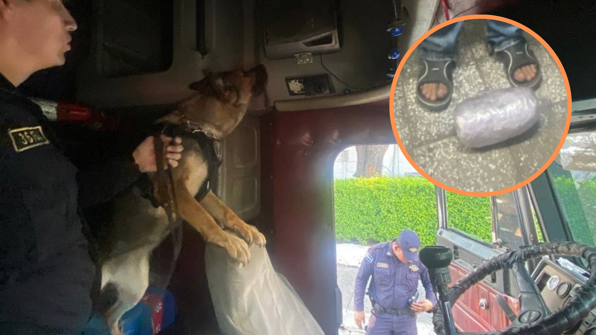 Agentes de la División Antinarcóticos capturan a Franklin Enrique R. I. con marihuana valorada en $1,941.50 durante inspección vehicular en El Salvador. (Foto cortesía PNC)