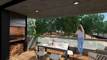 Balcones tipo terraza con parrilla