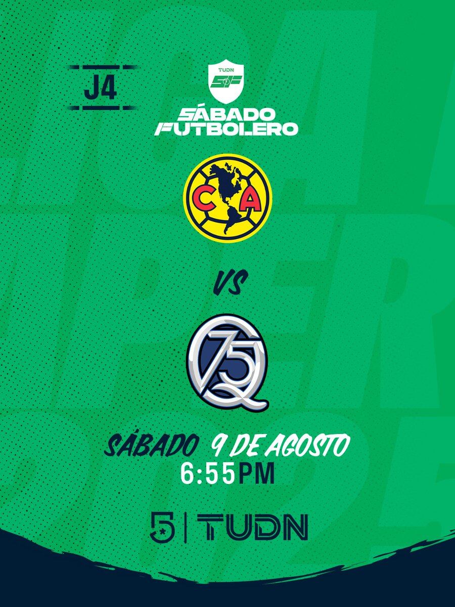 Horario y señales de transmisión para el duelo entre América y Querétaro. (X/TUDN MEX)