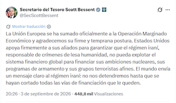 El comunicado de Bessent publicado en X