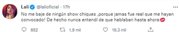El tuit de Lali