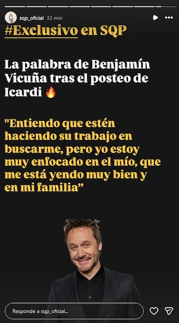 Benjamín Vicuña evitó hablar del cruce con Mauro Icardi y decidió mantenerse al margen de la disputa pública