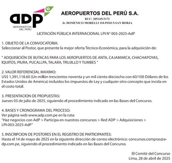 Licitación pública internacional: adquisición de