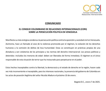 Comunicado del Consejo Colombiano de