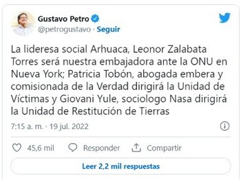 El presidente electo designó a