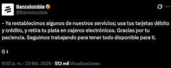 Bancolombia agradece la paciencia de