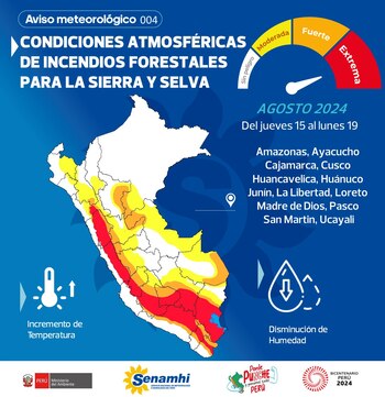 Aviso meteorológico 004 del Senamhi.