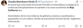 Claudia Sheinbaum informa a la