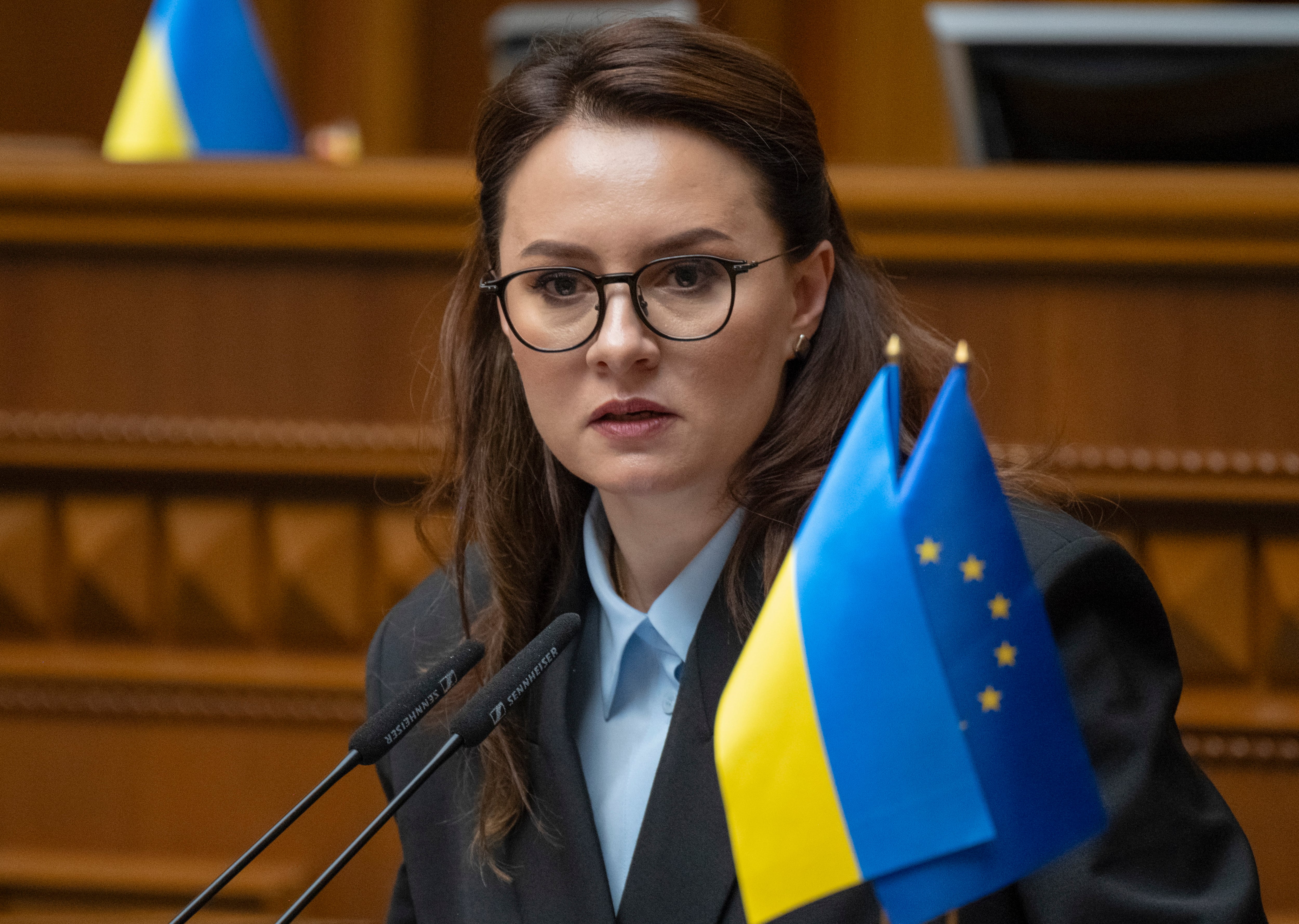 La primera ministra de Ucrania, Yulia Sviridenko, quien presentó este martes su renuncia al cargo (archivo/EFE/EPA/Andrii Nesterenko)