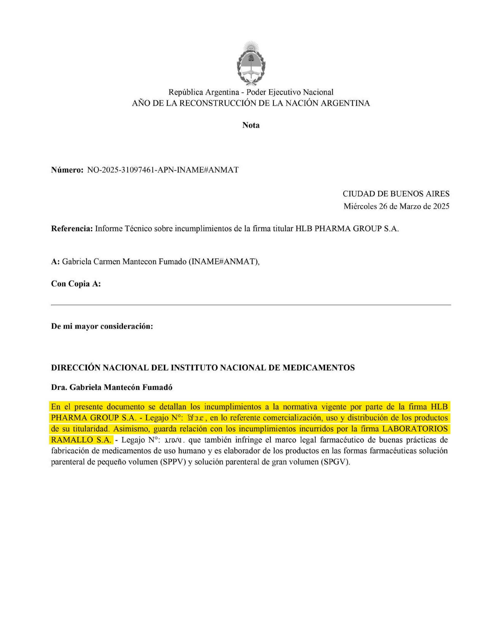 El informe de marzo de 2025 que ignoró el INAME
