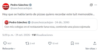 Tweet de Pedro Sánchez sobre la intervención relacionada con la ocupación de Feijóo. (X)