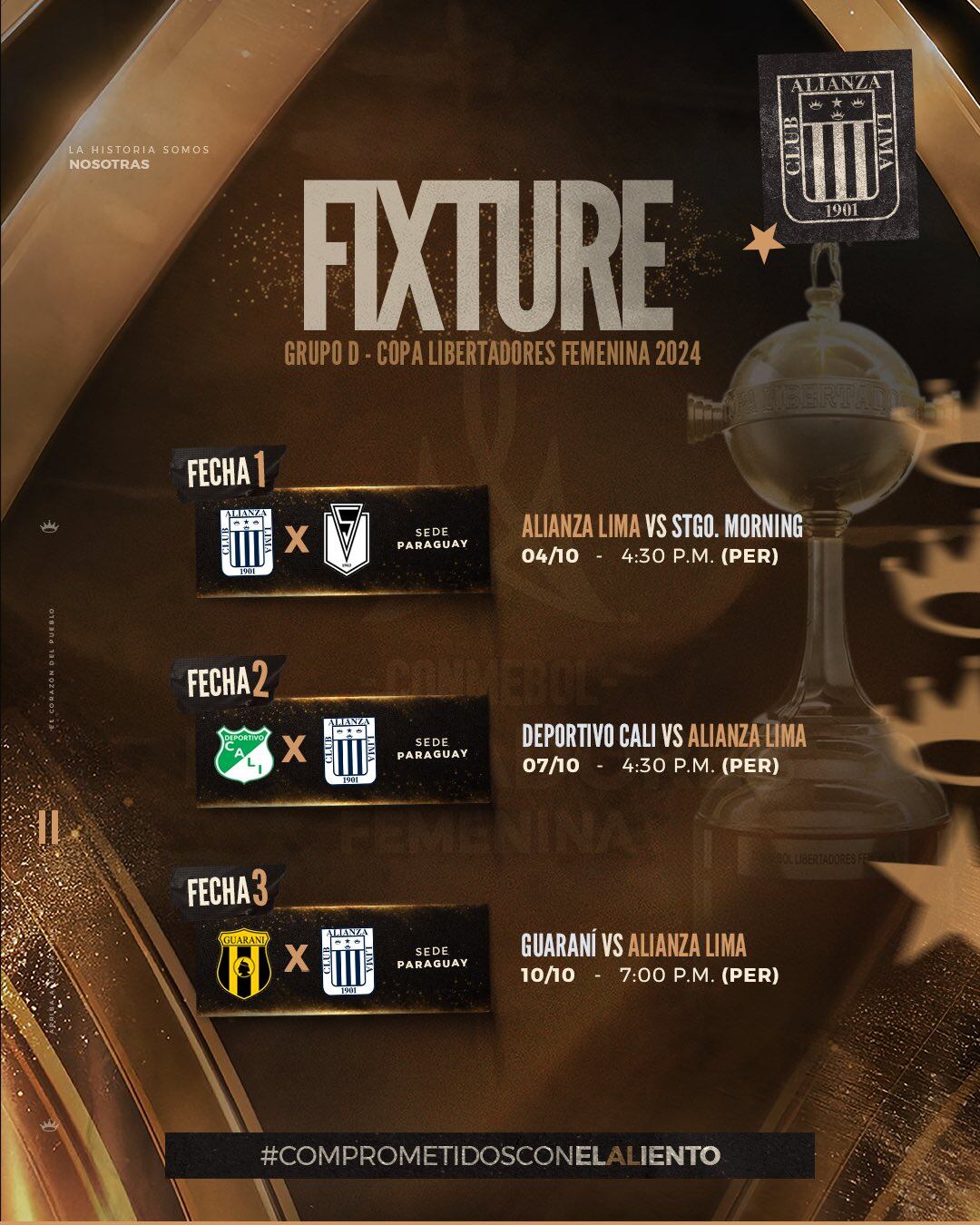 Fixture de Alianza Lima en la Copa Libertadores Femenina 2024.