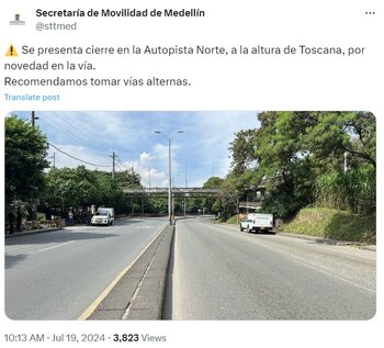 Cierre de la autopista Norte