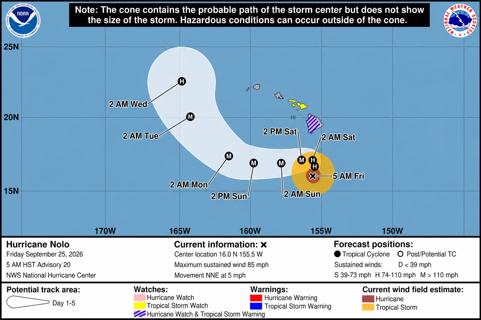 Las condiciones de tormenta tropical afectarán la isla de Hawái desde el viernes por la noche y llegarán a Maui el sábado. (NHC)