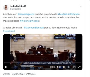 Congresista Nadie Blel celebra que