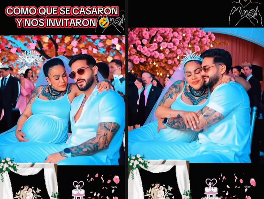 Montajes con la IA de Yina Calderón y Asaf Torres se han vuelto virales en redes sociales - crédito @mvdvlmariavelez/TikTok