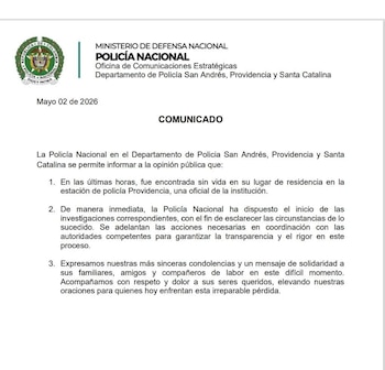 La Policía Nacional reitera su compromiso de acompañar a la familia y colaborar con las autoridades competentes durante la investigación - crédito Policía Nacional