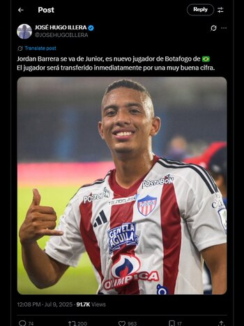 El talentoso futbolista colombiano estaría