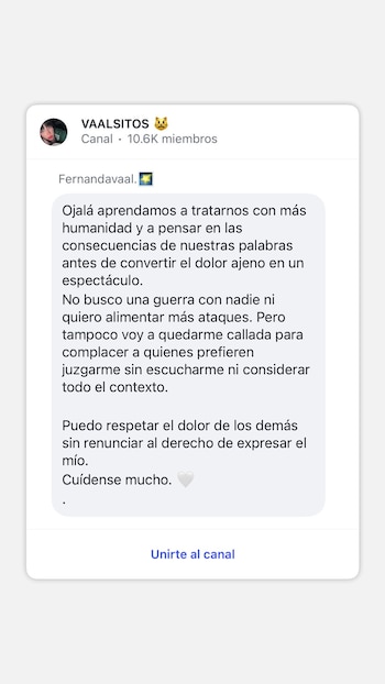 Pronunciamiento de FernandaVaal sobre la muerte de El Komanche (@fernandavaal_)