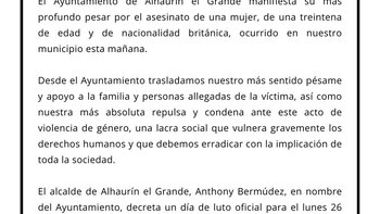 Ayuntamiento decreta día de luto