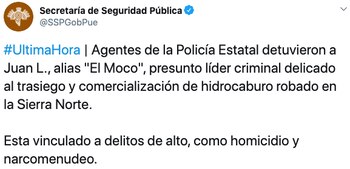 La SSP Puebla informó de