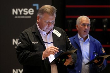 Operadores en Wall Street.