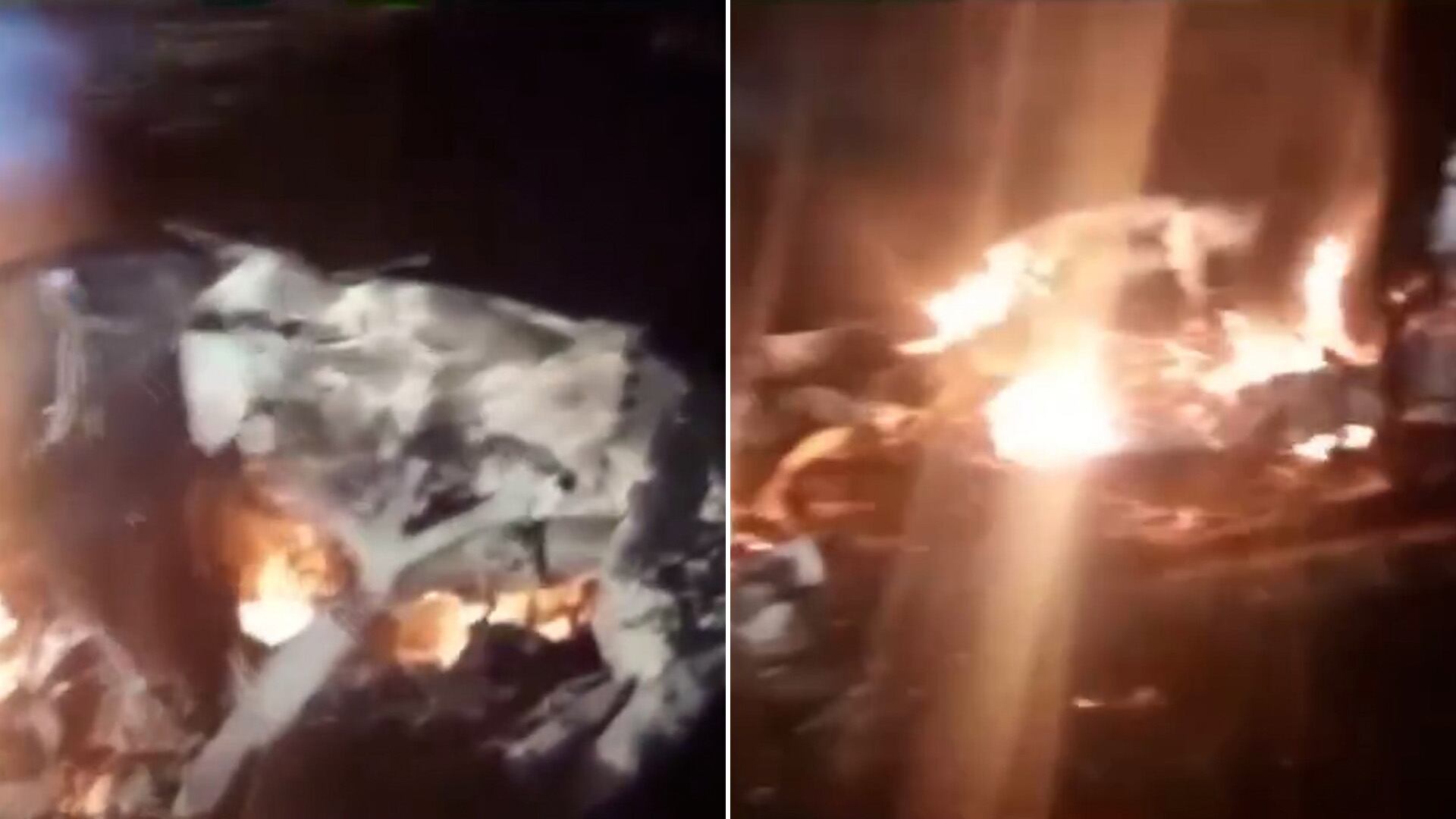 Las primeras imágenes de la avioneta en llamas