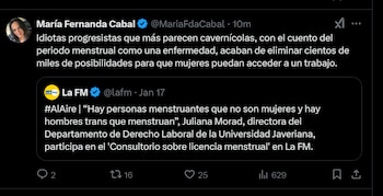 La senadora María Fernanda Cabal