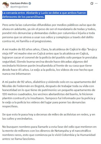 Gustavo Petro y su respuesta a Carlos Alonso Lucio