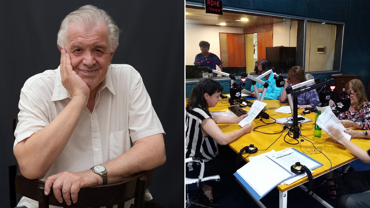 Taller de radioteatro: actores en estudio durante una grabación