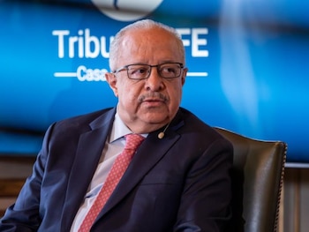 MADRID, 12/05/2026.- El canciller de Guatemala, Carlos Ramiro Martínez, interviene en una tribuna organizada por la Casa de América en Madrid y la agencia EFE, este martes. EFE/Mariscal