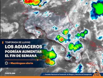 Costa Rica enfrentará un aumento de las lluvias por la cercanía de la Onda Tropical #14 y la persistencia de la Zona de Convergencia Intertropical. (Cortesía: IMN)