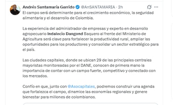 El presidente de Asocapitales celebró el nombramiento de Indalecio Dangond - crédito @AnSANTAMARIA/X