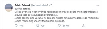Pablo Echarri desmintió haber sido