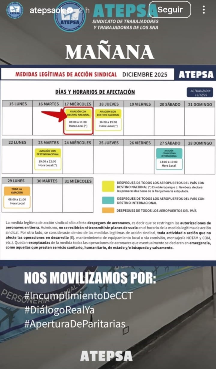 El cronograma detallado de las fechas, horarios y alcance