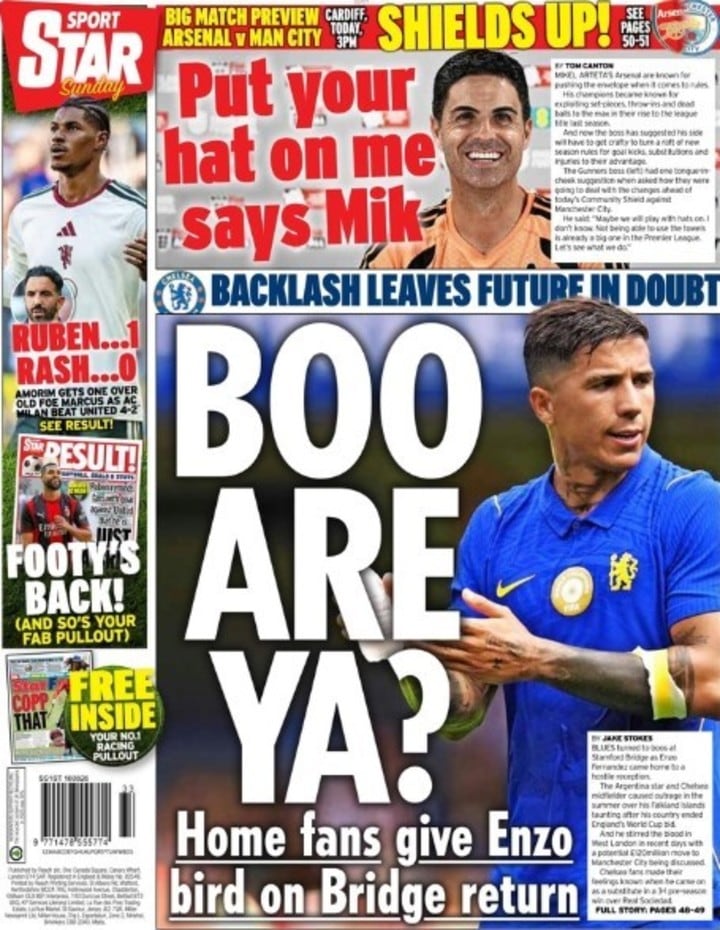 “BOO ARE YA?”, tituló Sport Star, en consonancia con un juego de palabras con la expresión de tribuna “Who are ya? (¿Quién eres?)” en el que “who (quién)” fue reemplazado por “boo”, “abucheo”.