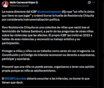 María Fernanda Carrascal - crédito @MafeCarrascal/X