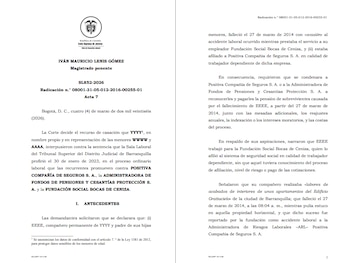 El fallo judicial amparó la pensión de sobrevivientes para la familia de un obrero que falleció por el colapso de una cornisa - crédito Corte Suprema de Justicia