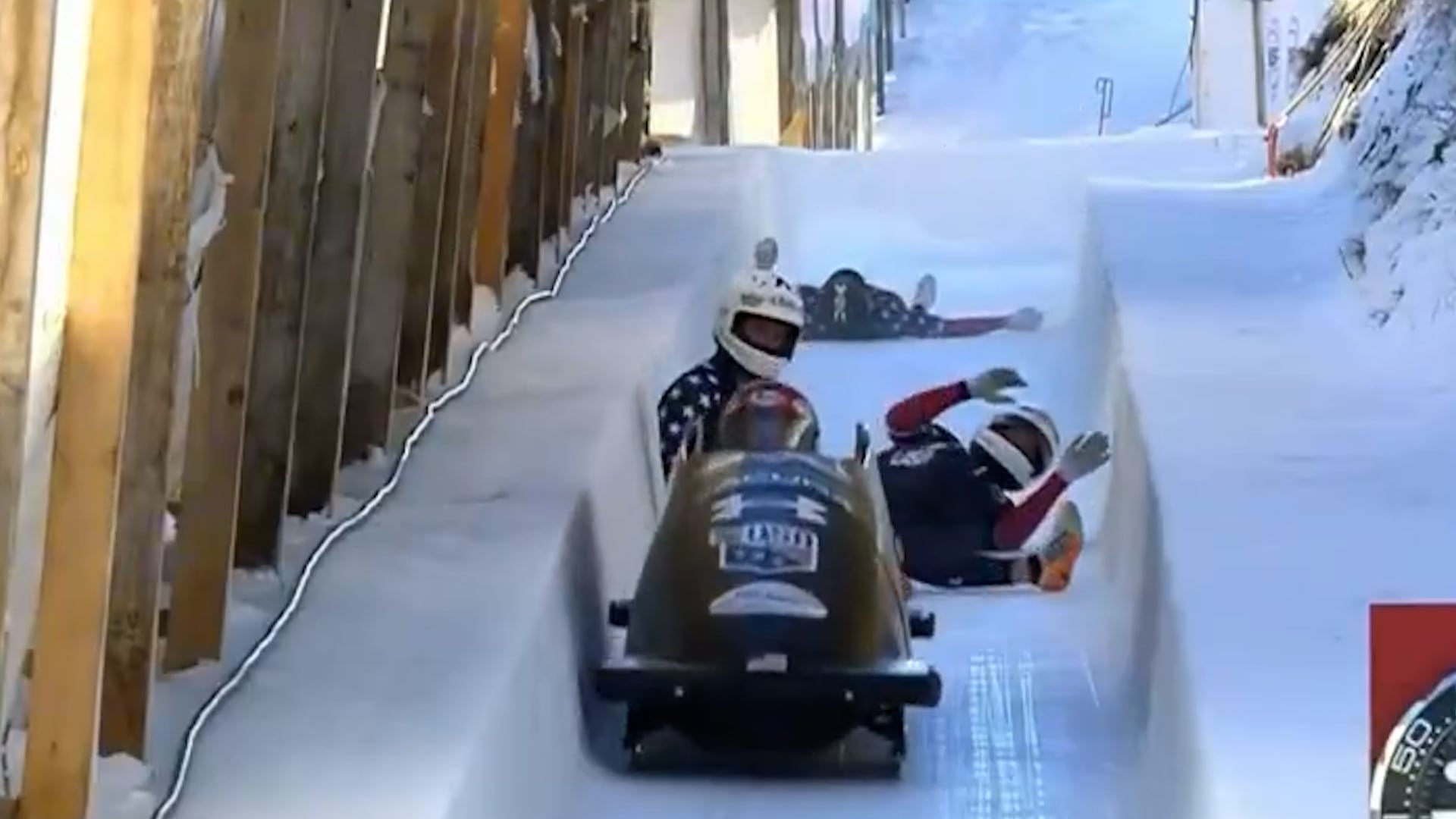 El accidente del equipo estadounidense de bobsleigh antes de los Juegos Olímpicos de Invierno (Captura de video)
