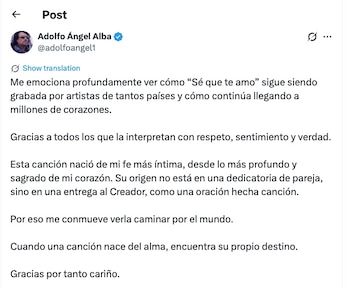 El mensaje de Gustavo Ángel reaviva la conversación sobre el origen de “Sé que te amo”, uno de los temas más populares de Los Temerarios. (X)