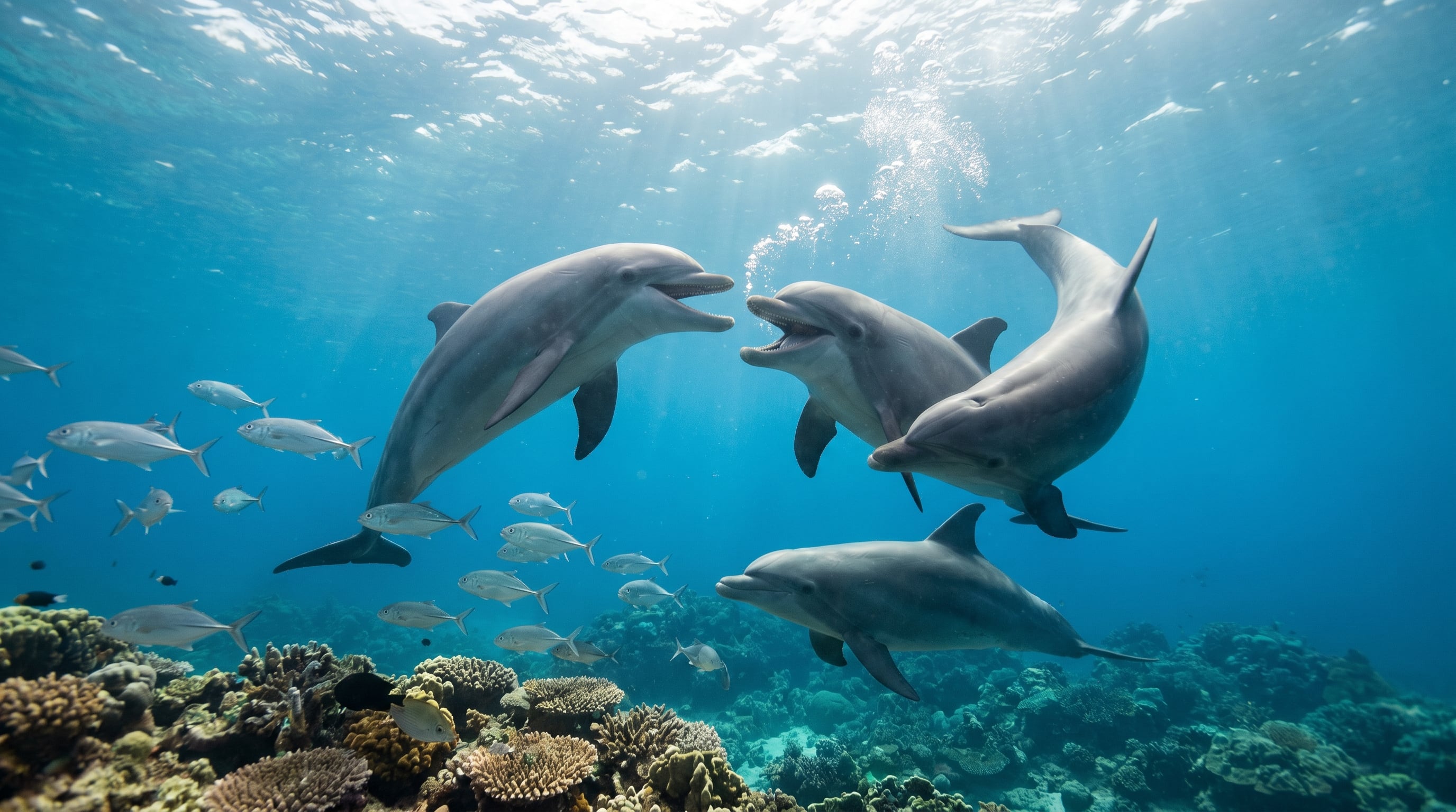 En el mundo acuático, los delfines pueden distinguir a sus crías y a otros miembros de su grupo gracias a patrones únicos de silbidos. (Imagen Ilustrativa Infobae)