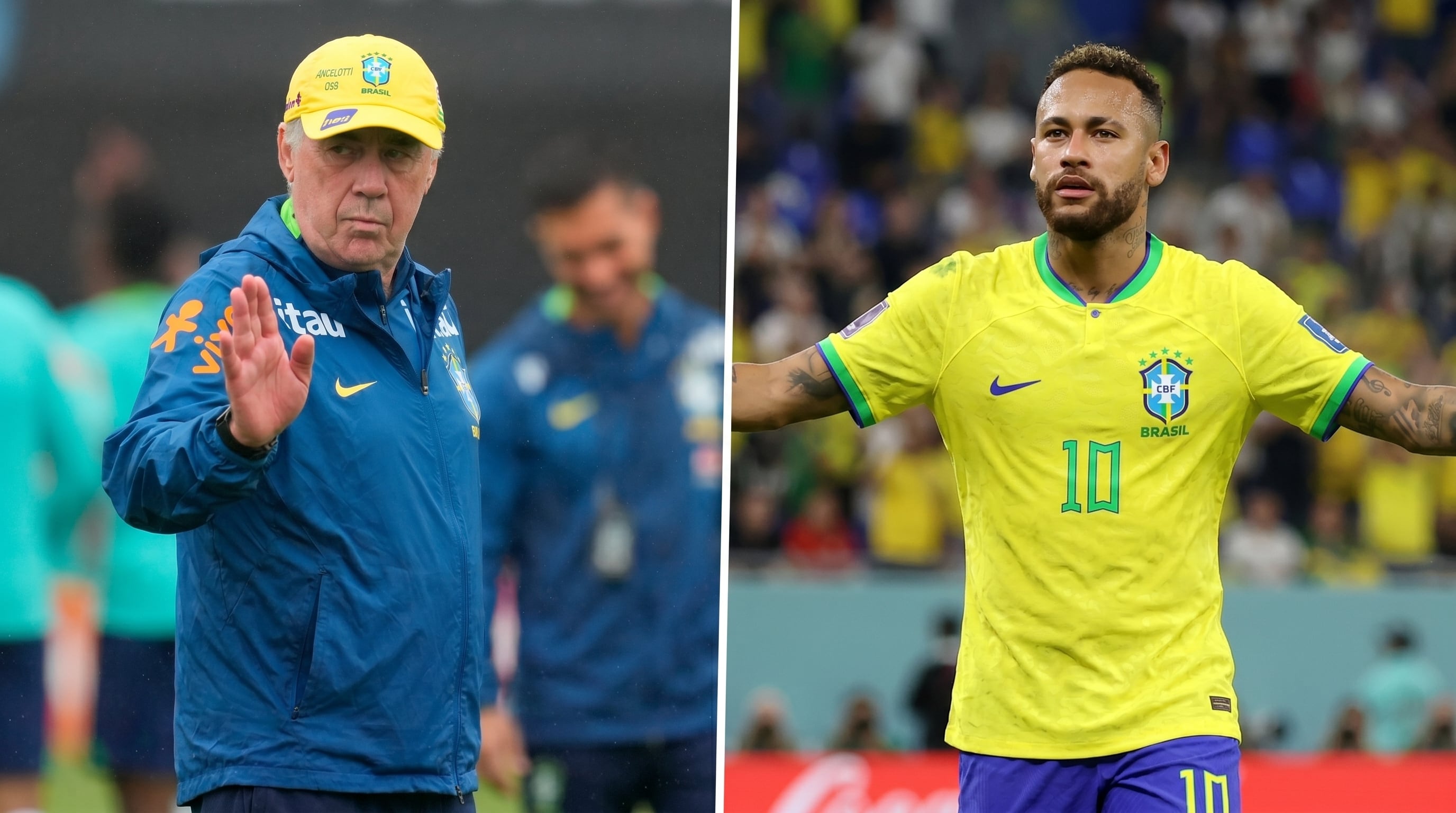 El entrenador Carlo Ancelotti y el delantero Neymar Jr. compartirán el plantel de Brasil en el Mundial (Imagen Ilustrativa Infobae)