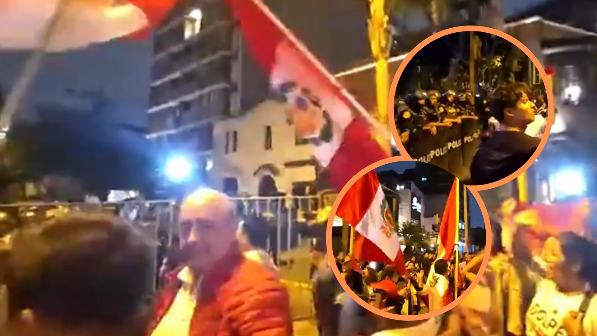 Tensión política reaparece en los exteriores del JNE durante debate técnico de segunda vuelta. (Composición: Infobae)