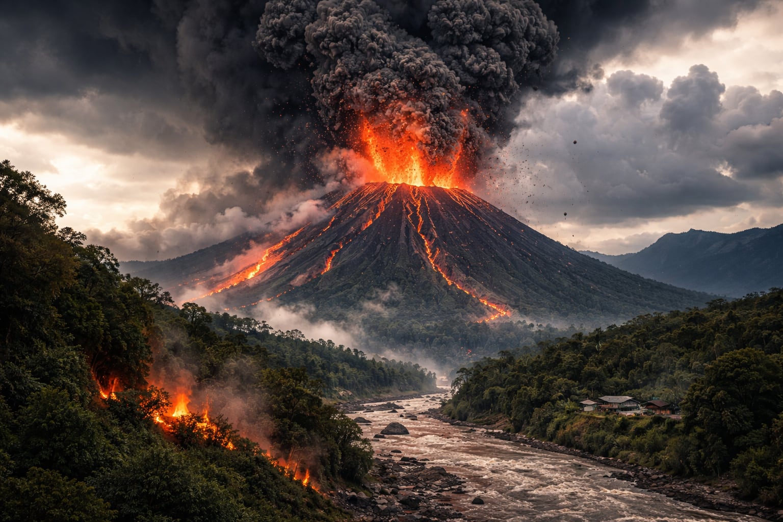 La vigilancia sobre los principales volcanes se ha incrementado debido a nuevos episodios eruptivos recientes, los cuales han derivado en desalojos preventivos, bloqueos viales y advertencias a los habitantes de zonas vulnerables - crédito Visuales IA