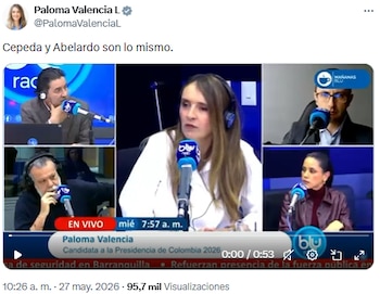 Paloma Valencia arremetió contra Iván Cepeda y Abelardo de la Espriella en reciente entrevista en Blu Radio - crédito @PalomaValenciaL/X