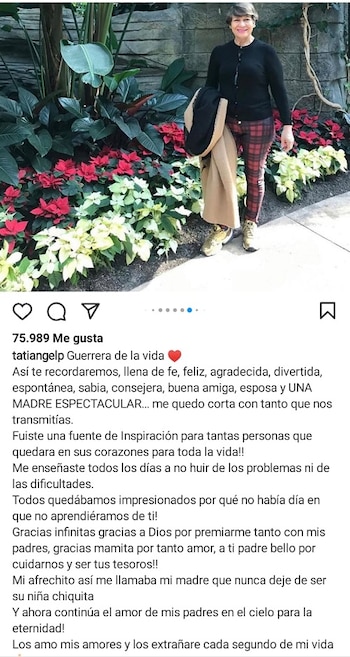 Post en Instagram de Tatiana