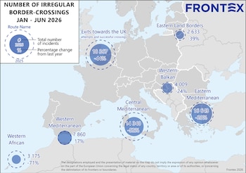 Datos de Frontex de los cruces fronterizos irregulares hacia la UE