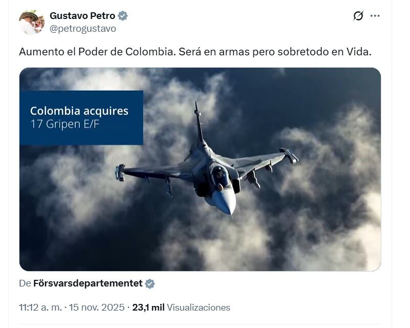 El tiempo de vida útil de las aeronaves es de mínimo 35 años - crédito @petrogustavo/X